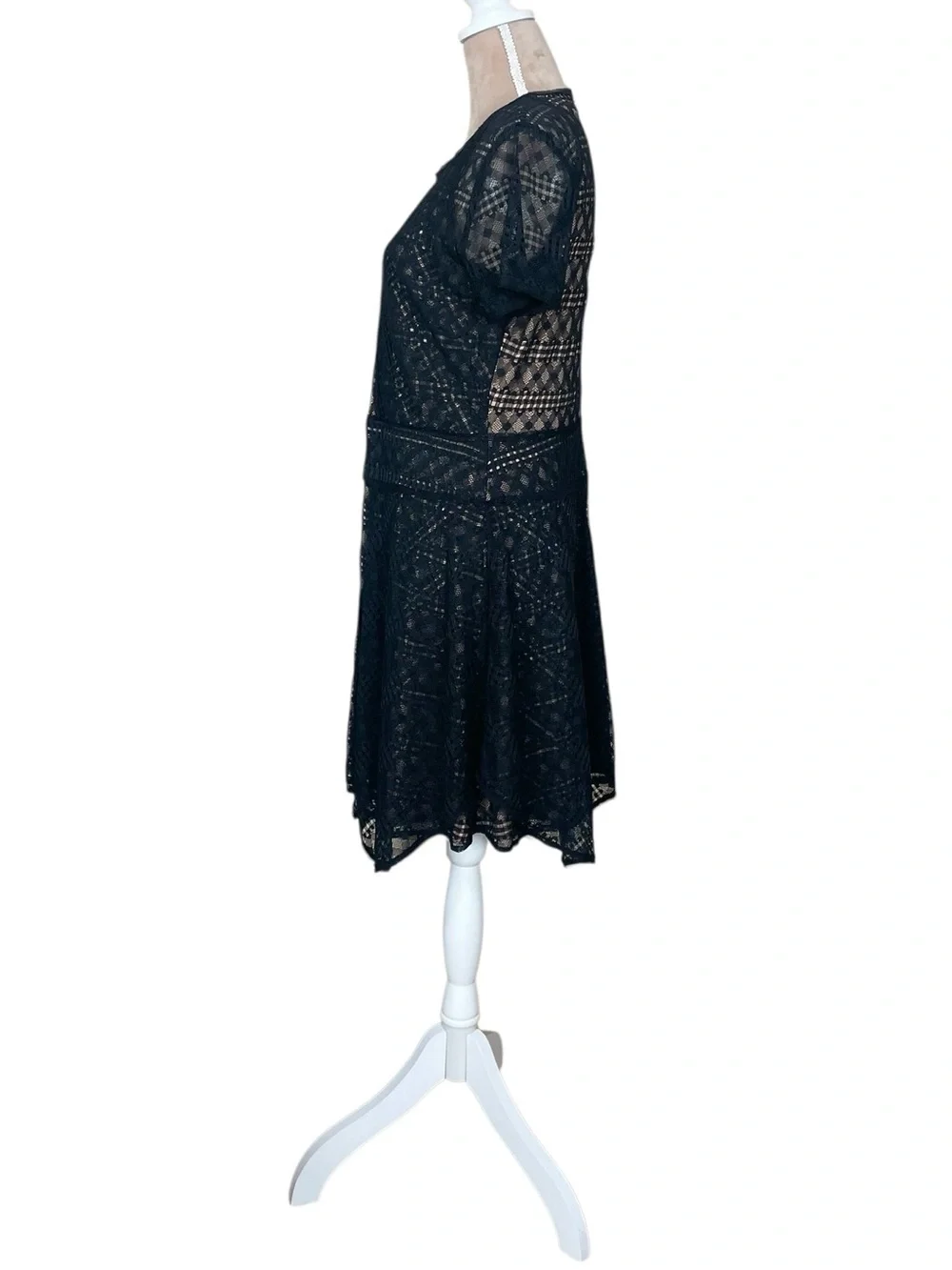 BCBGMaxAzria “Aileen” Black Lace Fit-and-Flare Mini Dress
